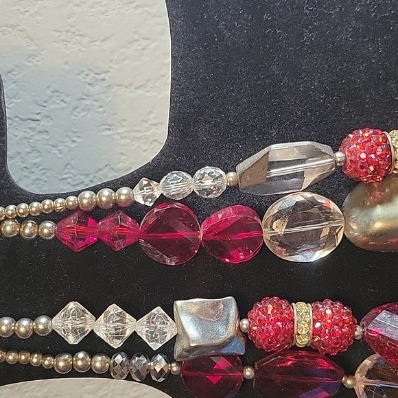 Ruby red bi level women's necklace - Picture 6 of 8